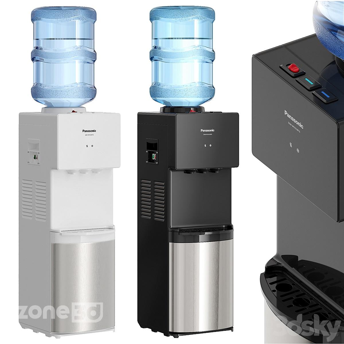 آبجکت دستگاه آب سردکن پلاستیکی و فلزی سفید و مشکی برند Panasonic