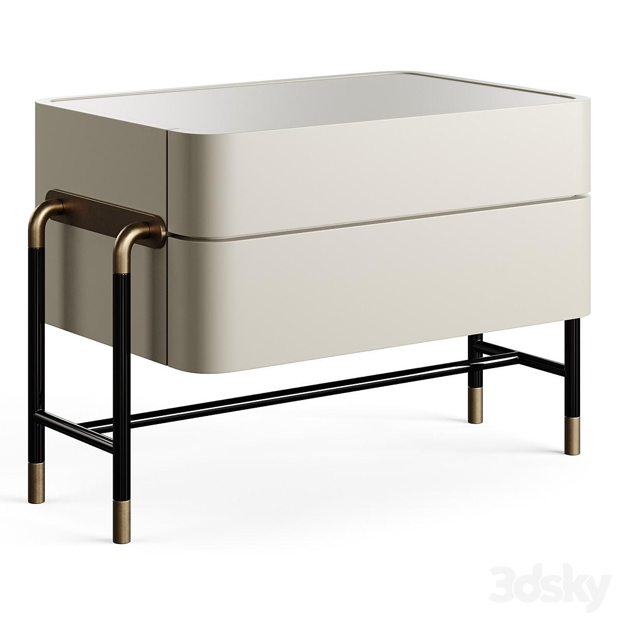 آبجکت ست سه عددی میز کنار تخت چوبی با پایه فلزی مدل Mezzo Collection