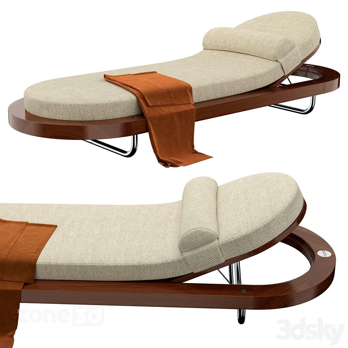 آبجکت صندلی حمام آفتاب بیضی مدرن پارچه ای و چوبی با پایه فلزی مدل Seora Riviera