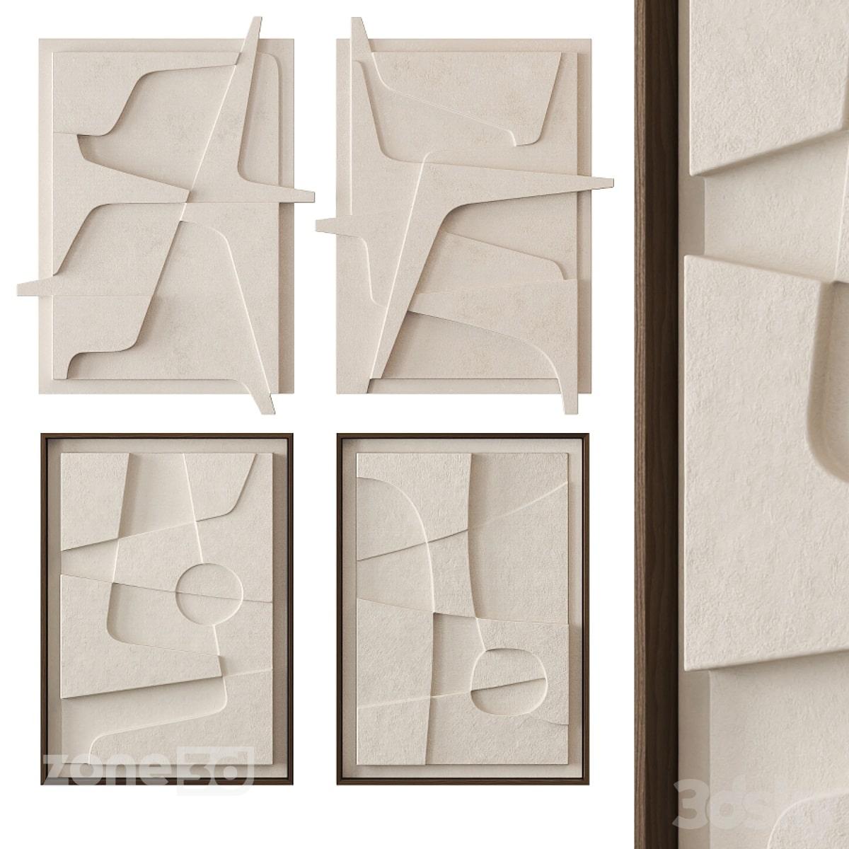 آبجکت تابلو دکوراتیو سه بعدی دیواری گچی با فریم چوبی مدل Atelier Plateau