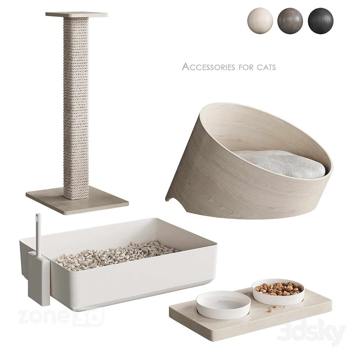 آبجکت ست اکسسوری و ظروف به همراه اسباب بازی برای گربه خانگی مدل NG1َ