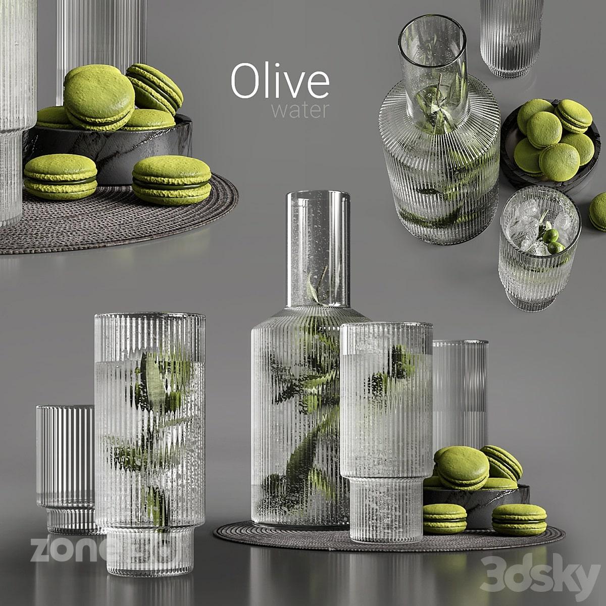 آبجکت ست بطری شیشه ای مدرن به همراه لیوان با مواد خوراکی مدل Ferm living