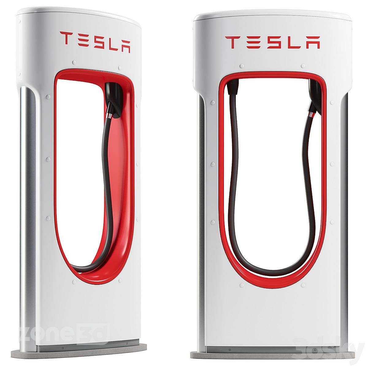 آبجکت شارژر ایستاده شهری فلزی و پلاستیکی خودروهای برقی برند Tesla
