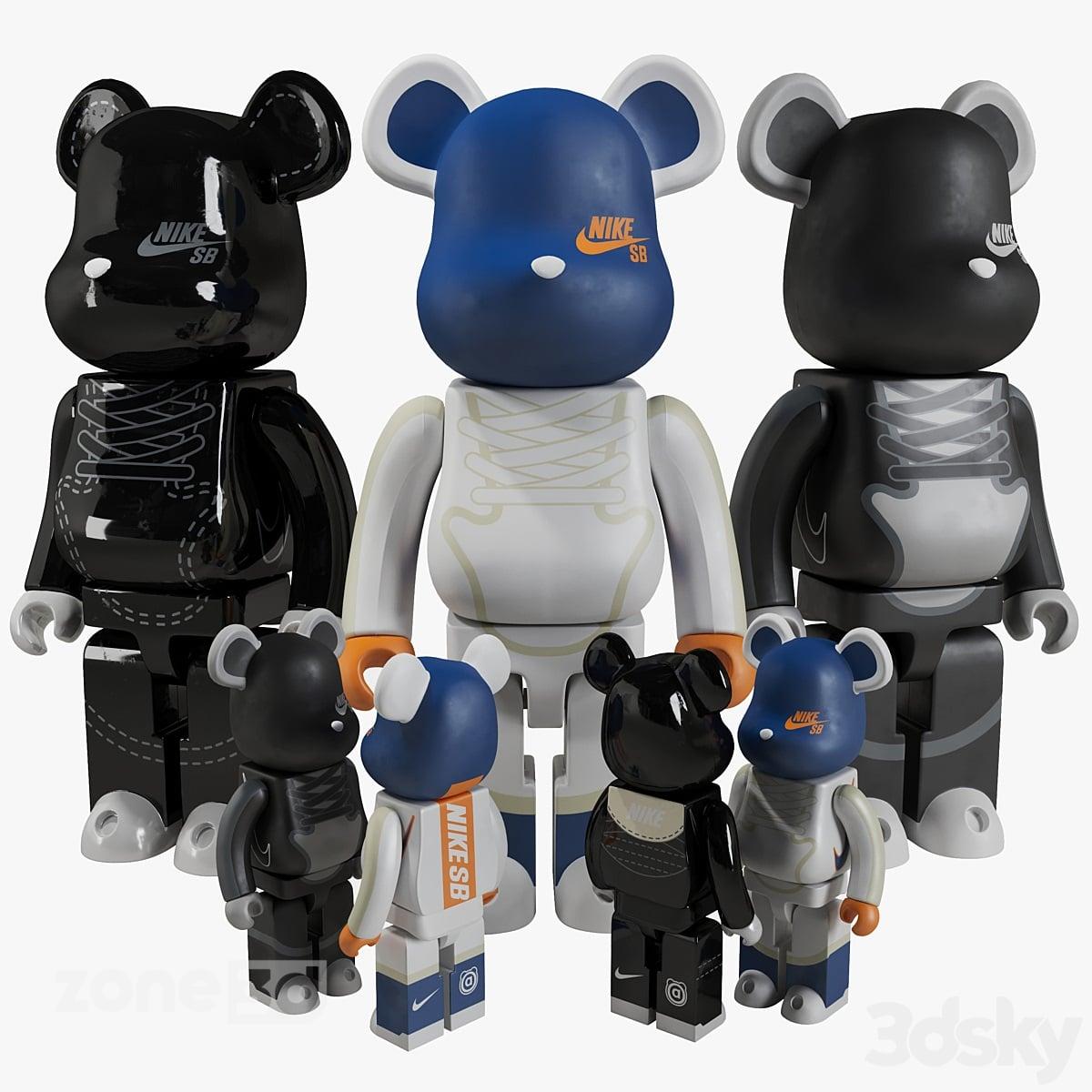 آبجکت ست مجسمه اسباب بازی پلاستیکی پنج عددی اتاق کودک مدل Bearbrick / NIKE