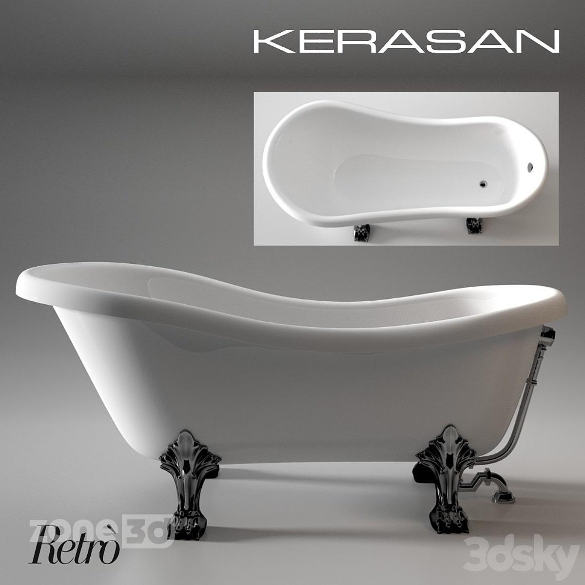 آبجکت وان بیضی سرامیکی رِترو حمام با پایه فلزی مدل Kerasan