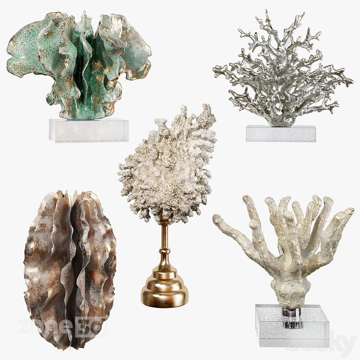 آبجکت ست مجسمه دکوری مدرن سنگی و فلزی مدل coral
