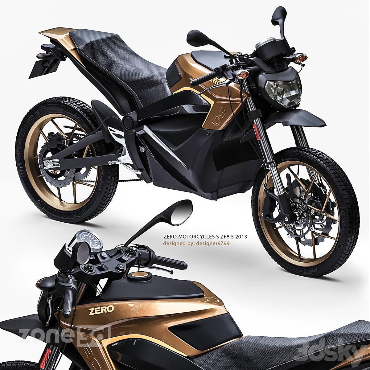 آبجکت موتورسیکلت مدرن با بدنه فلزی مدل ZERO
