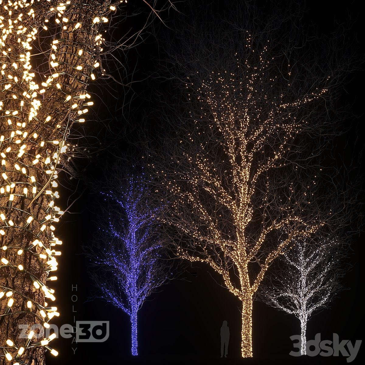آبجکت ست درخت خشک سه عددی به همراه نورپردازی مدل Holiday glowing