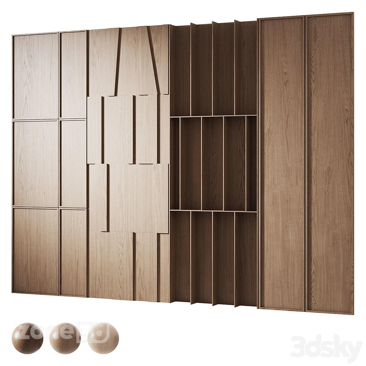 آبجکت پنل دیواری مدرن چوبی با 6 طرح متفاوت همراه با شلف 