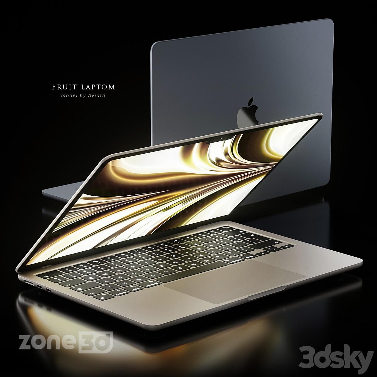 آبجکت ست لپ تاپ مدرن با بدنه فلزی چهارعددی MacBook Air 2022