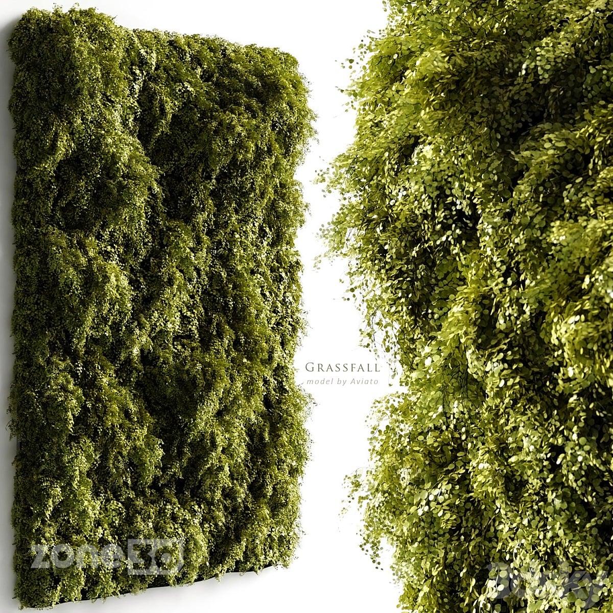 آبجکت دیوار سبز مستطیلی مدرن با گیاهان سبز