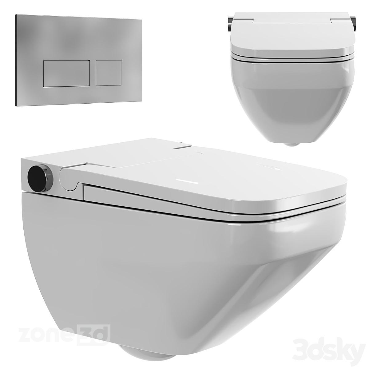 آبجکت ست توالت فرنگی مدرن توکار با دکمه فلاش تانک دکمه ای AM.PM