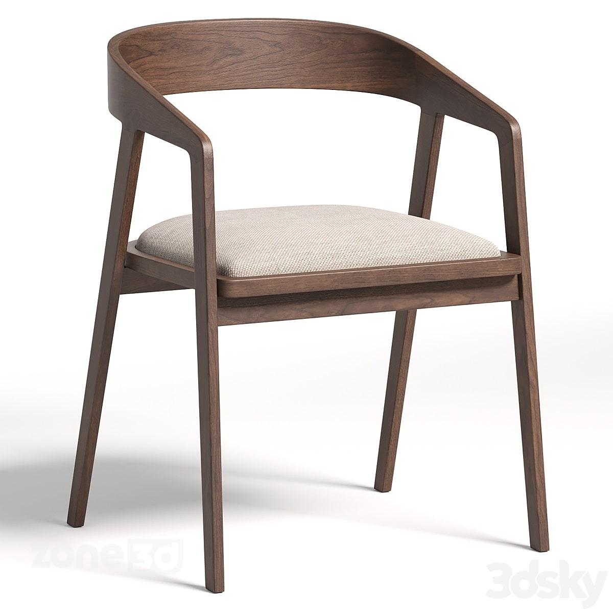 آبجکت صندلی تک نفره مدرن پارچه ای با دسته و پایه چوبی
