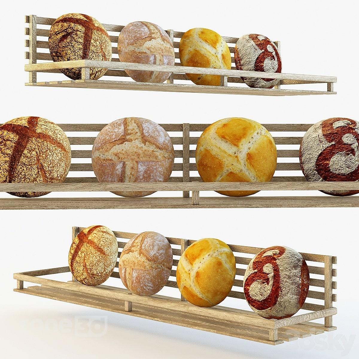 آبجکت شلف مدرن چوبی تکی به همراه نان چهارعددی
