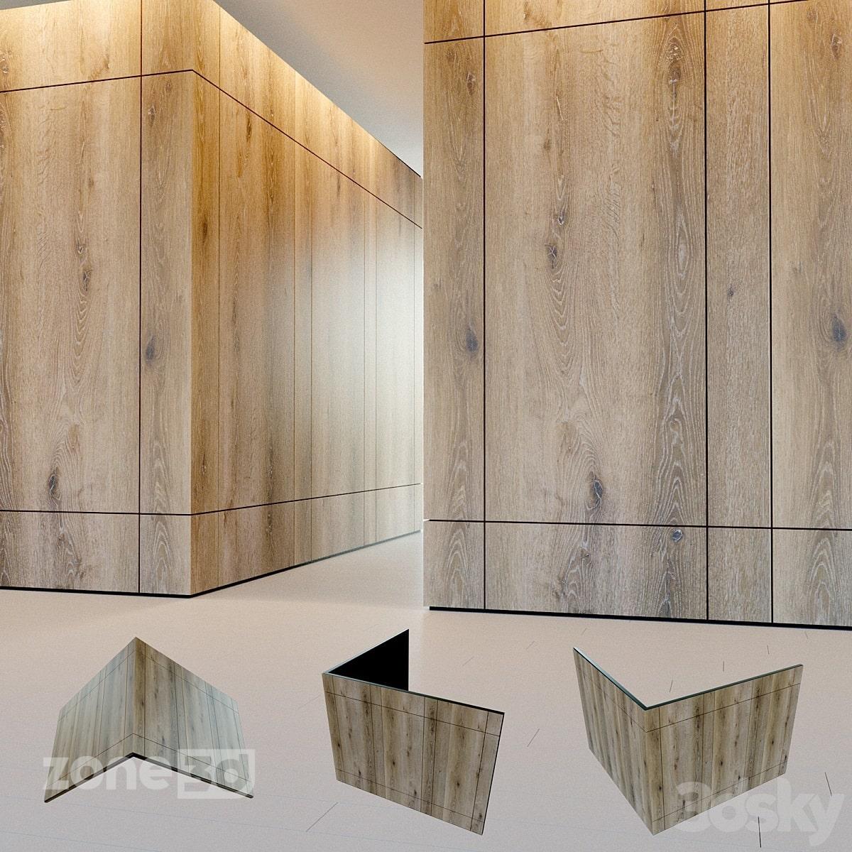 آبجکت پانل اِل شکل سه بعدی دکوری مدرن چوبی و فلزی