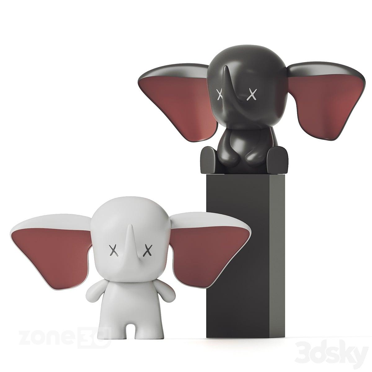 آبجکت ست مجسمه رومیزی دکوری مدرن سنگی دو عددی Flying Elephant