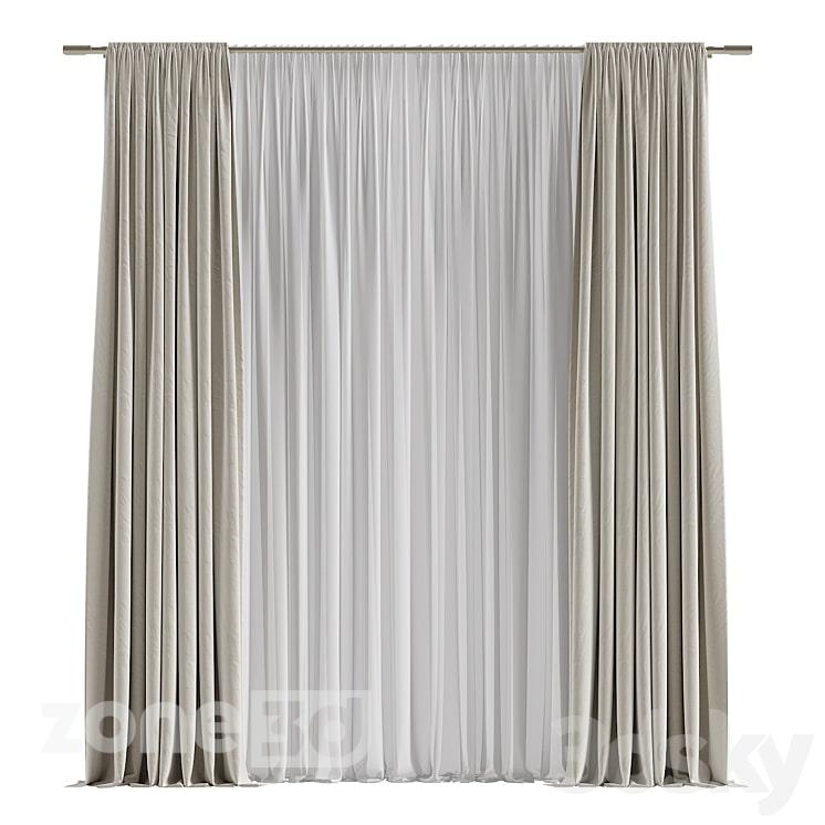 آبجکت معماری پرده مدرن پارچه ای به همراه ریل پرده فلزی Curtain