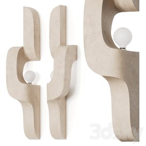 آبجکت معماری چراغ دیواری سنگی و گچی مدرن