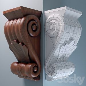 آبجکت معماری سر ستون کلاسیک چوبی 