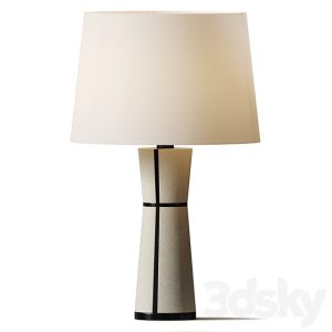 آبجکت معماری چراغ رومیزی گرد کلاسیک از جنس پارچه و چرم