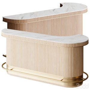 آبجکت معماری کانتر بار مدرن چوبی و فلزی 