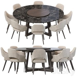 آبجکت معماری ست میز و صندلی با روکش  پارچه و همراه با میز چوبی در سه  رنگ